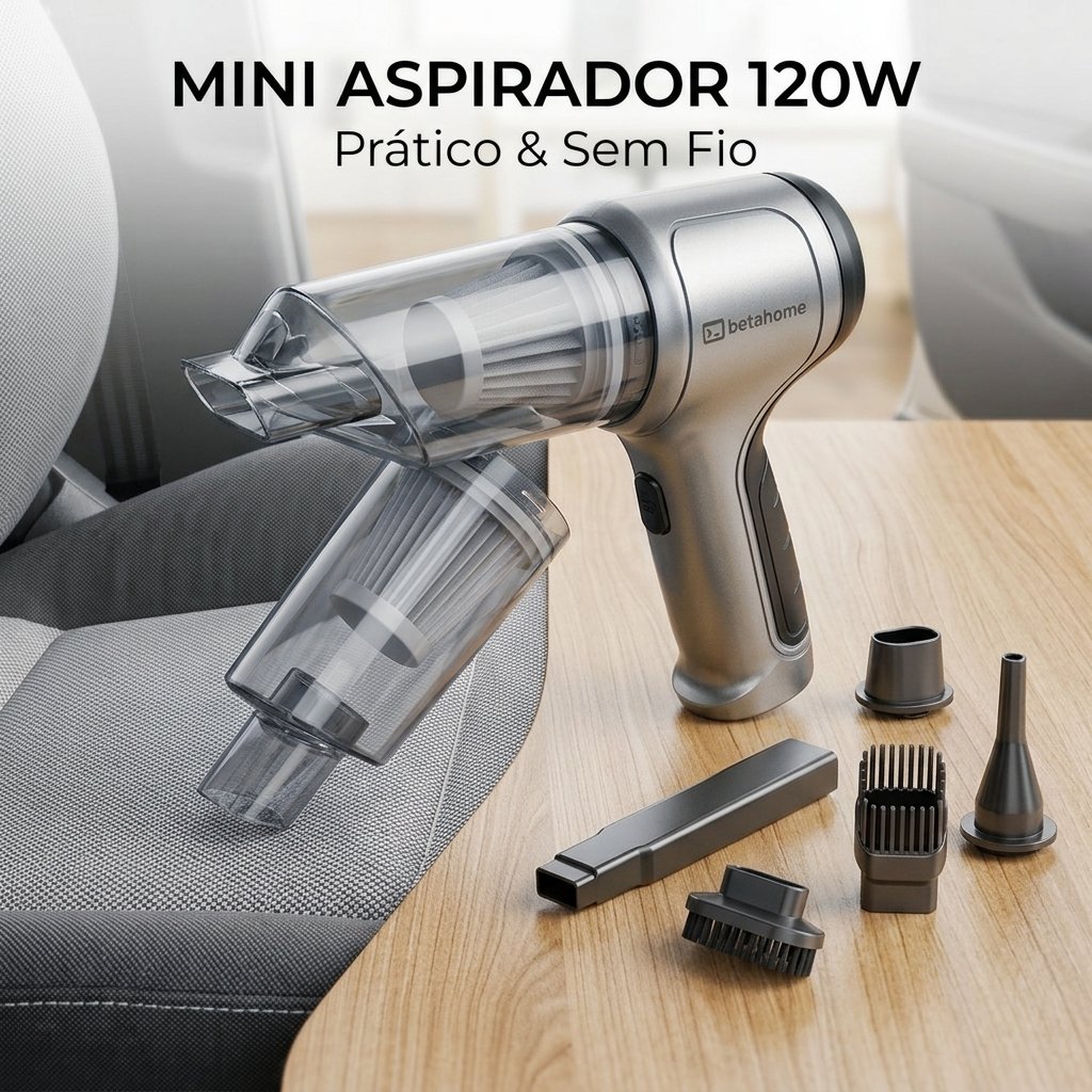 Leia mais sobre o artigo Mini Aspirador de Pó Portátil 120W com Soprador Vale a Pena? Análise Completa